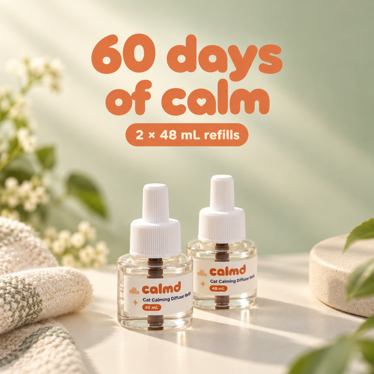 60 days of calm - 2 x 48mL calmd Cat Calming Diffuser Refills