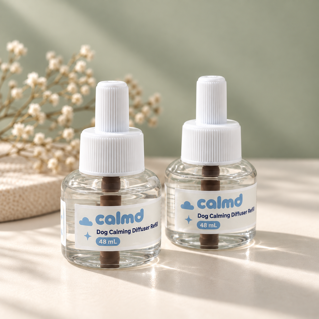 Two calmd Dog Calming Diffuser Refill vials, 48mL each