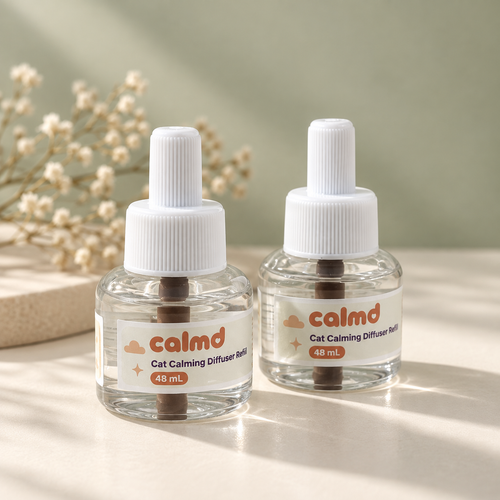 Two calmd Cat Calming Diffuser Refill vials, 48mL each
